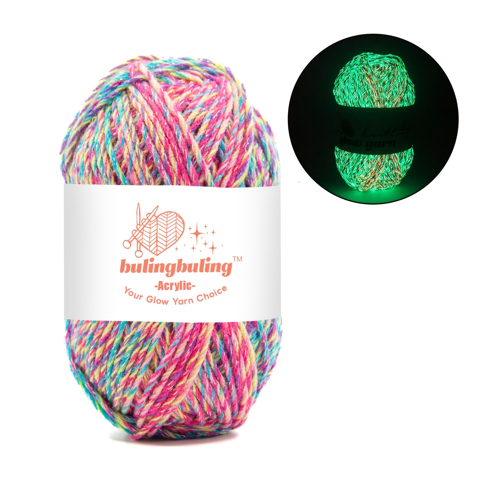 Multicolour Glow Yarn - 1 Pack Acrylic Glow Yarn, 130 Yards Each, /1.76 Oz, For Crochet And Knitting