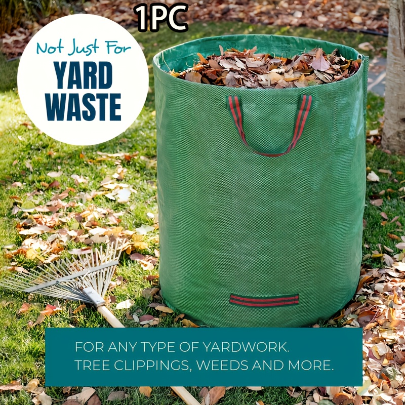 reusable   with handles durable pp material for yard clippings leaves and plants green with red stitching   garden maintenance and landscaping   reusable