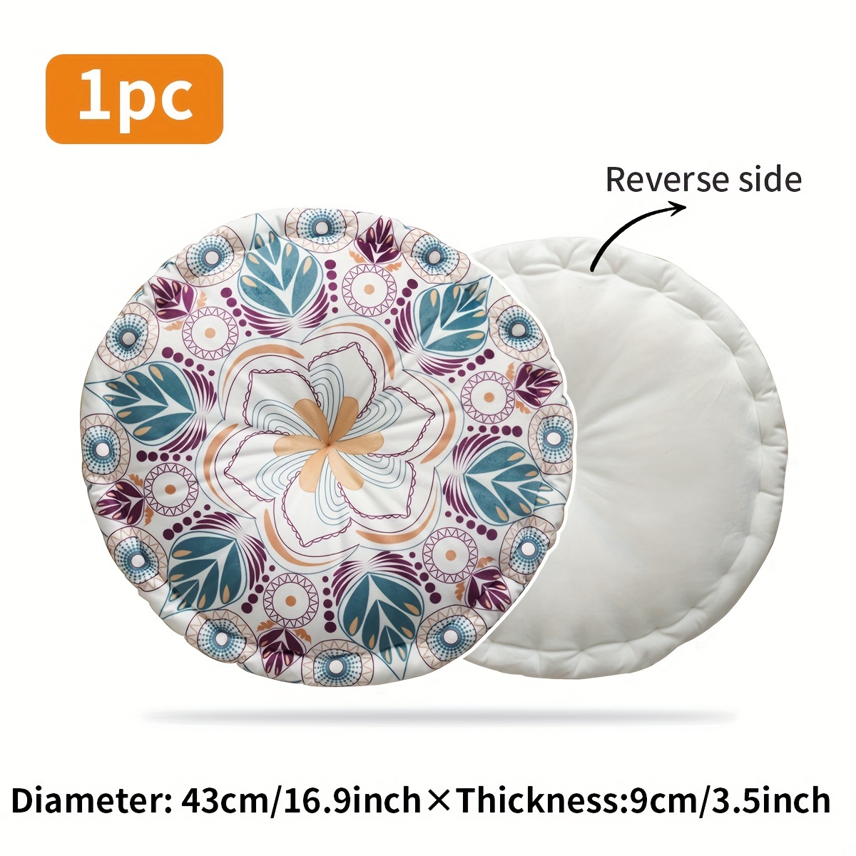 Boho-chic Round Plush Cushion With Filler - " Diameter, Machine Washable, Perfect For Living Room Decor & Relaxation, Versatile Meditation Mat
