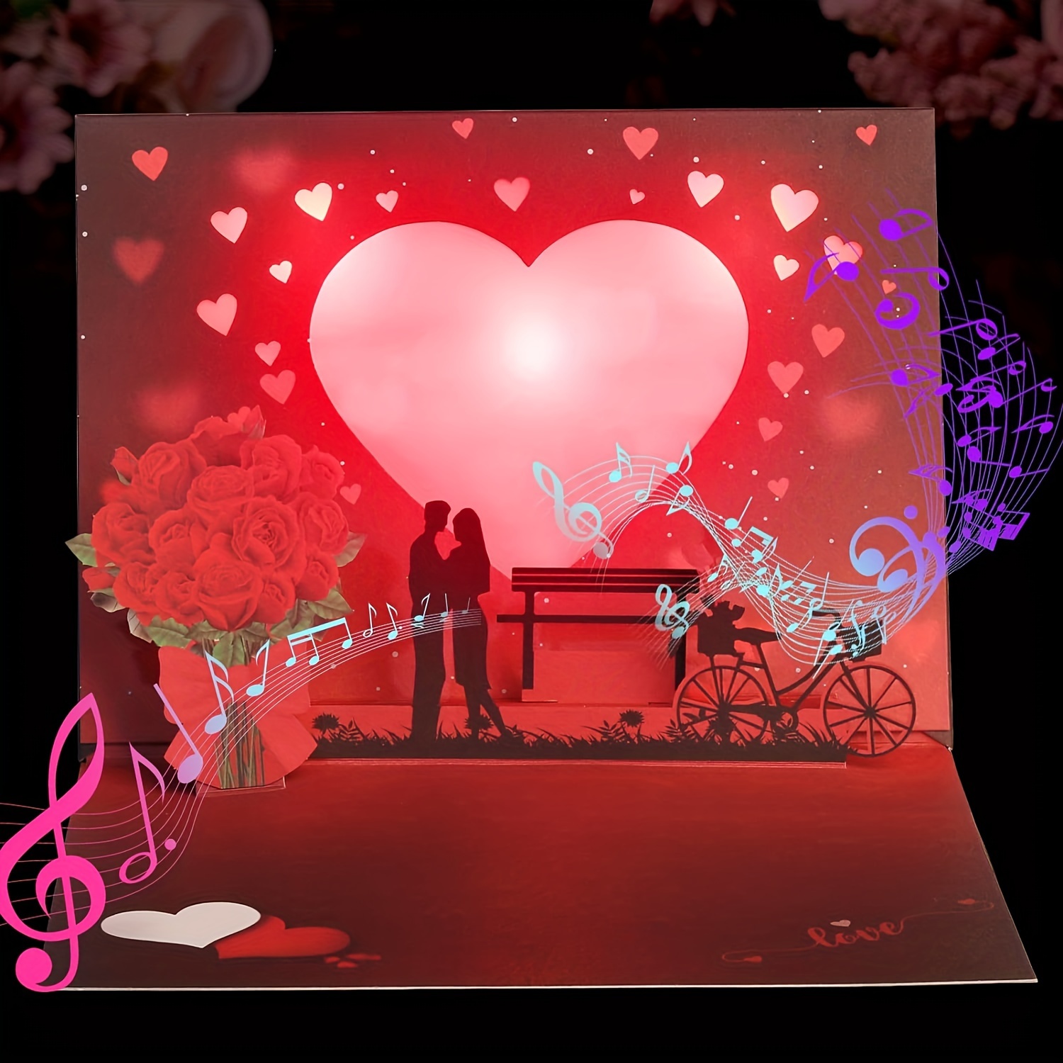 

Happy Anniversary Card, Lights And Music Anniversary Card For Her & Him, 3d Pop Up Valentine's Day Card For Wife Husband Wedding Anniversary Present.