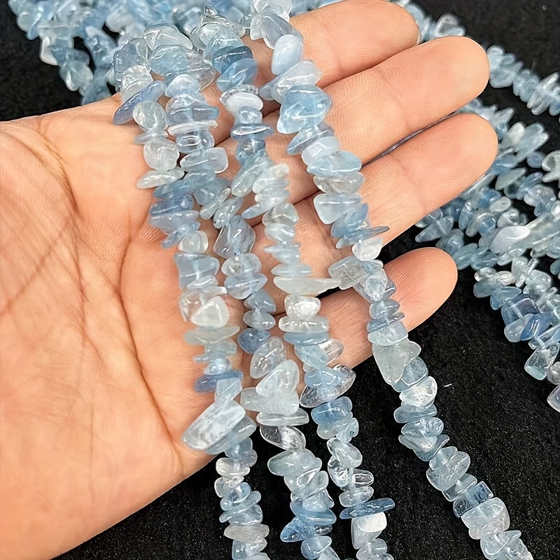 

Natural Aquamarine Stone Chip Beads, 6-8mm Irregular Gemstone Strands For Jewelry Making, Diy Bracelets & Necklaces - 0.7oz-pack