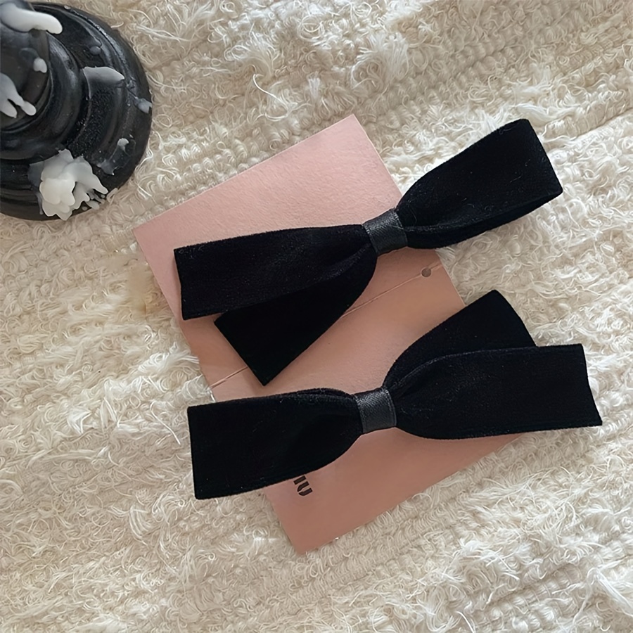 

2pcs/set Elegant Velvet Bowknot Decorative Hair Clips Trendy Hair Decoration Stylish Hair Accessories For Women And Girls