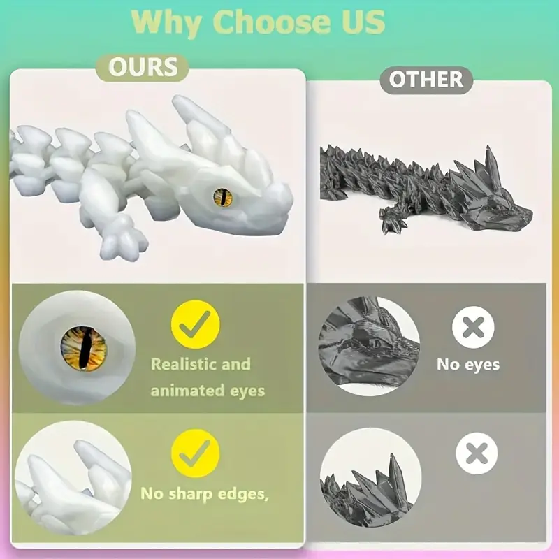 3d printed glow in the dragon statue multi jointed articulated body random colored eyes durable plastic home decor desktop art display unique birthday xmas gift for teens adults 14 Product details 9