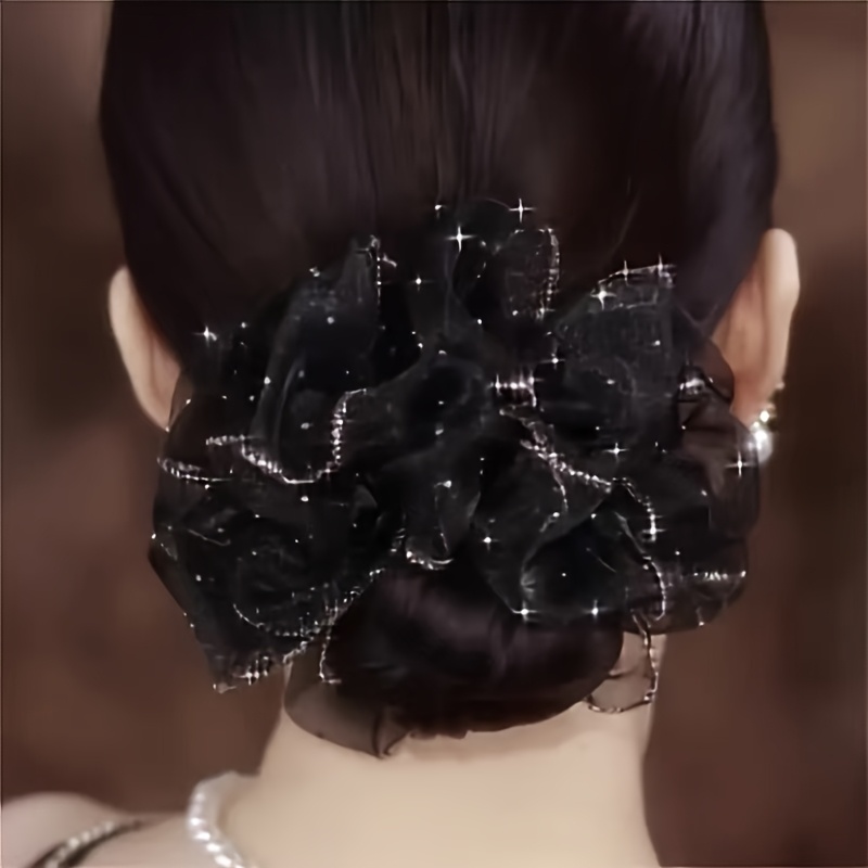 

Élastique à Cheveux en de Strass Chic - Scrunchie Élégant pour Femmes, Disponible /Champagne/Noir