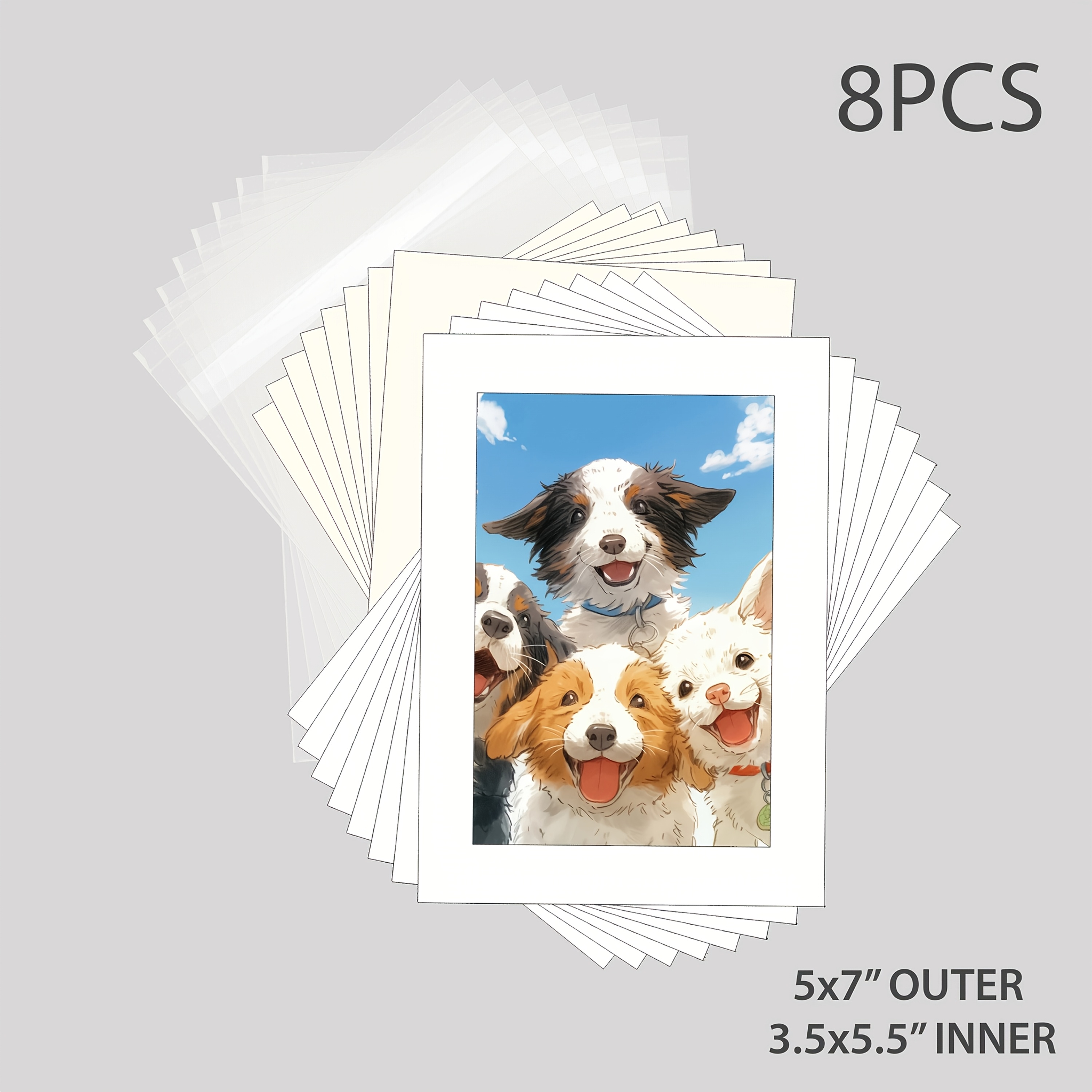 TEMU Upunique 8-pack Photo Frames - Picture Pads With Acid-free Cardboard, 5x7 Inch Portrait Orientation, For Home/office Decor, Pet Photos,