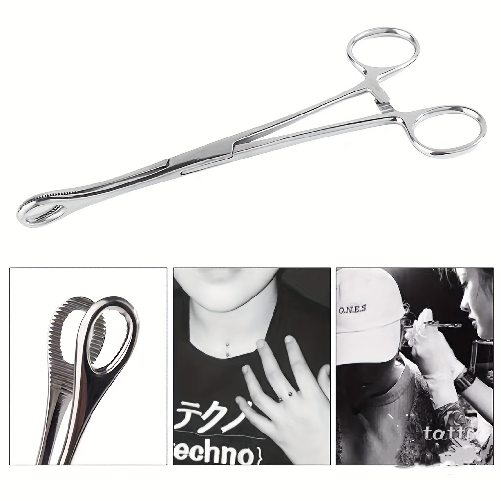 

Stainless Steel Piercing Forceps - Ear & Belly Button Tool Sponge For Safe And , And Sanitary