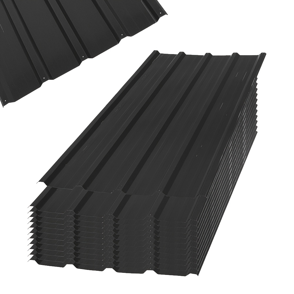 Image of 12pcs Galvanized Steel Roofing Sheet Corrugated 110x45cm/43.3x17.7 Inches Thick 0.20mm For Awning Garage Storage Room Greenhouse Cowshed Farm Multi-colour Options, Temporary, Removable
