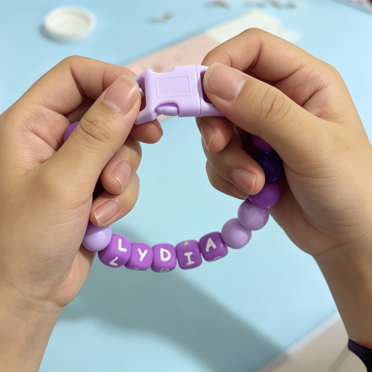 Purple Gradient Customizable Dog Necklace with Silicone Beads