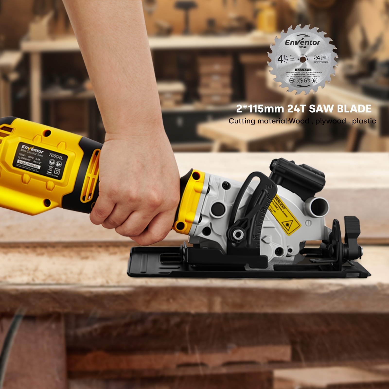 5 8a mini circular saw electric circular saw with laser guide 6 saw blades 4 1 2 max cutting depth   16 90 1 1 8 45 ideal for   wood tile drywall and plastic cuts