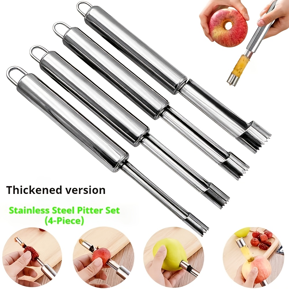 TEMU Hawthorn, Red Date, Corer | The Stainless Steel Serrated Design Makes Removal More Convenient | The 4pcs Set Is Suitable For All Kinds Of Fruits