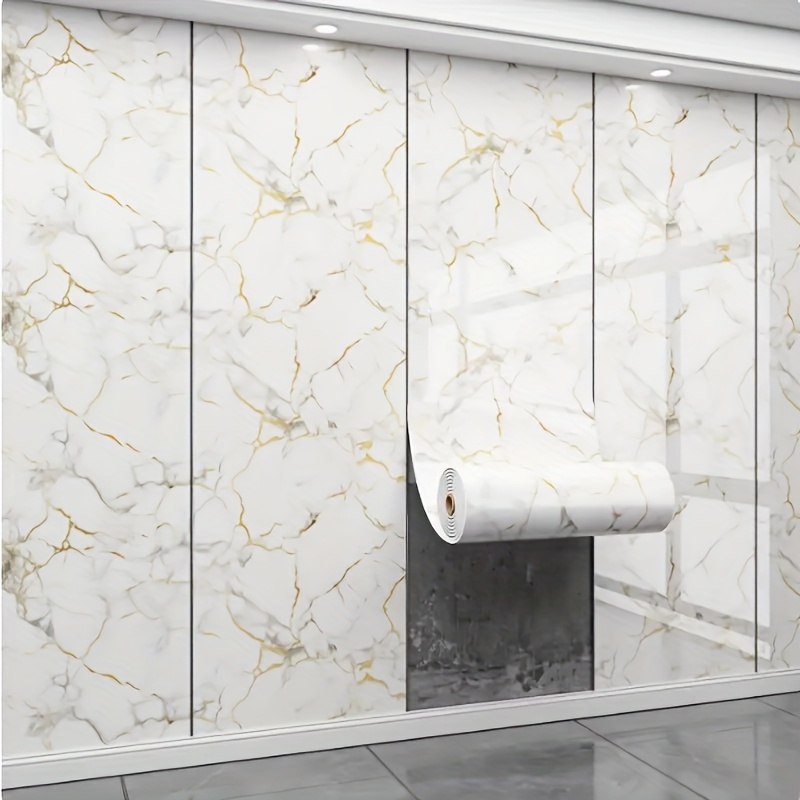 a roll of wall stickers that are self   and feature a 3d marble design   peel and stick tile decals are perfect for concealing   walls in areas like the living room kitchen backsplash or bathroom   are made of   Product details 1