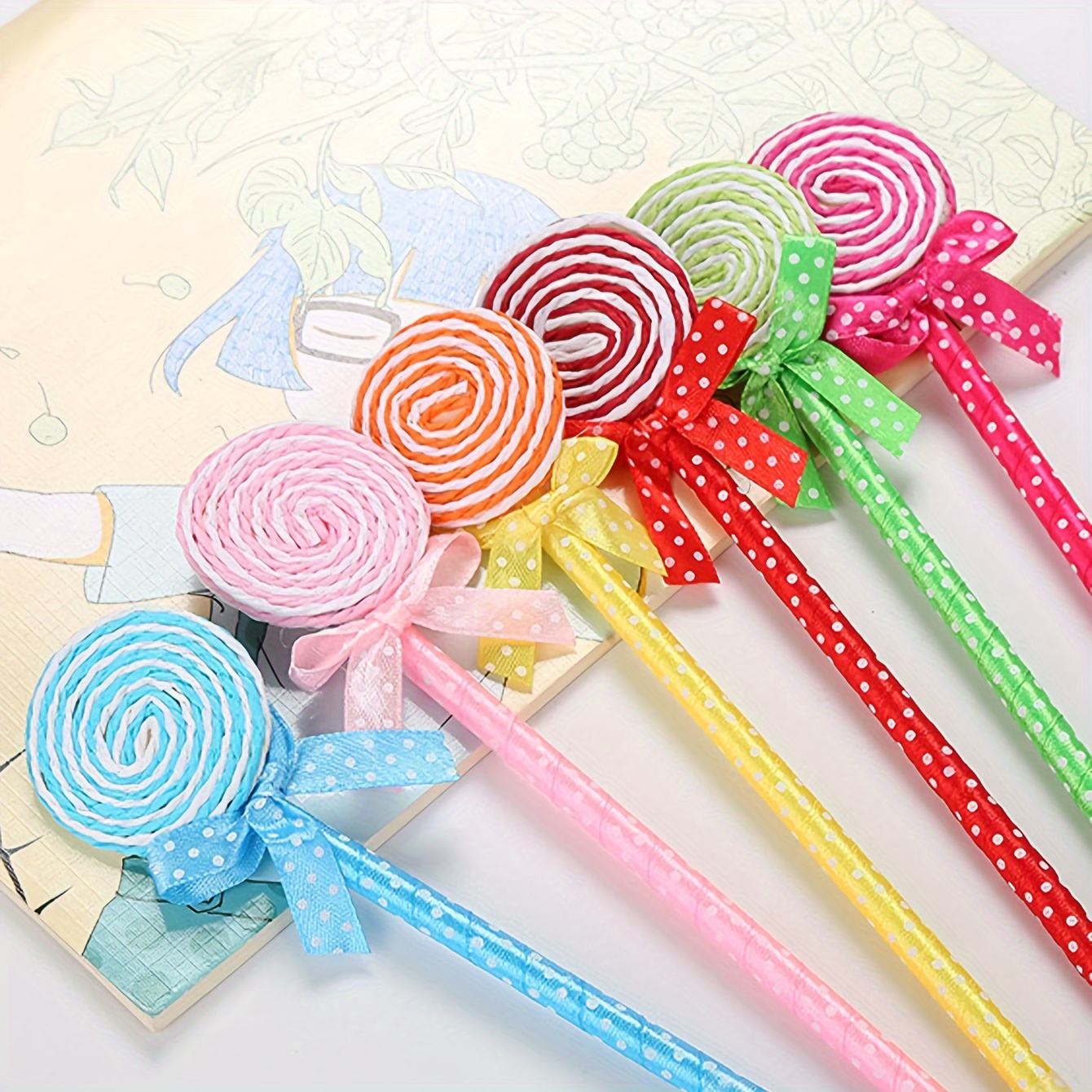 

6pcs Papeterie Lollipop Stylo à 0.7mm Stylo Fournitures Scolaires Cartoon Couleur Bonbon Stylo à Huile