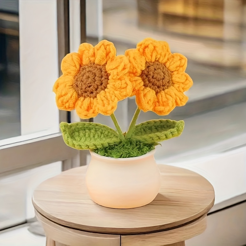 

Handmade Crochet Sunflower Plant - Thanksgiving & Holiday Decor, Ideal For Living Room, Bedroom Tabletop Display