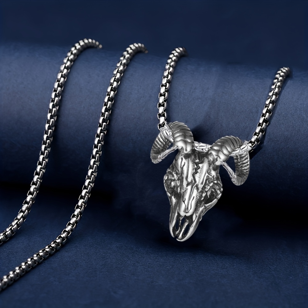 国内で当店のみ REGEN ZONE - Distressed Goat Skull Chain Goat Skull Necklace Stainless Steel | Xenos Jewelry