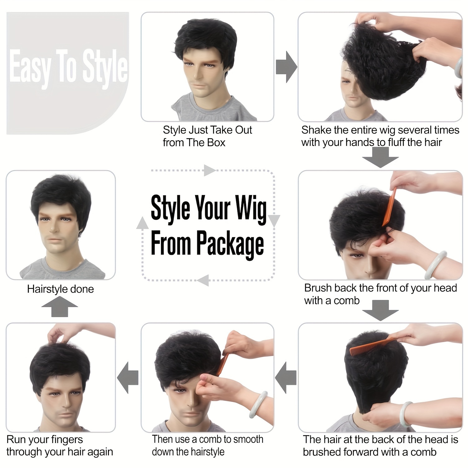 Men s Wig Dark Brown Wigs Short Layered Synthetic Heat Temu