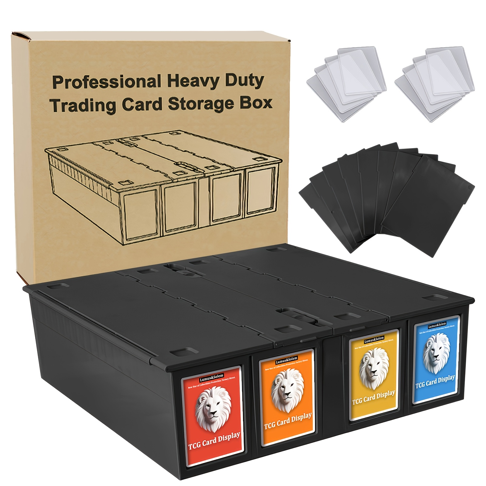 Card Storage Box - Trading Card Organizer | Holds 3, 200 Cards | Includes 8 Card Dividers | Ideal For Storing Loose Ptcg And Sports Cards