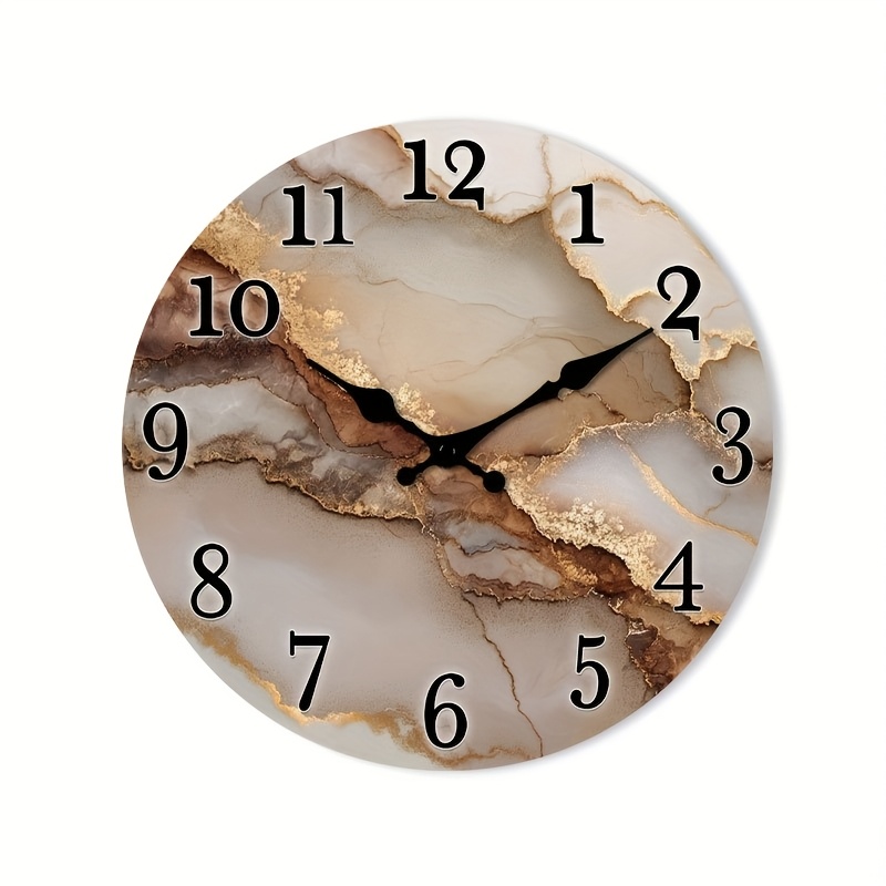 TEMU 1pc Of A Silent Wall Clock That Tick, Featuring A Decorative With An Abstract Marble Texture For Use , Home Office, Library, Hallway, Or