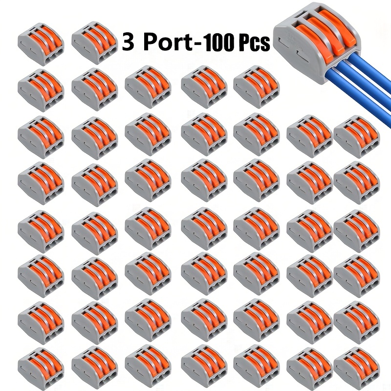100pcs Lever Wire Quick Connectors 2/3/4/ Splicing Electrical Compact Terminal Blocks Wiring Conductor For Awg28-12