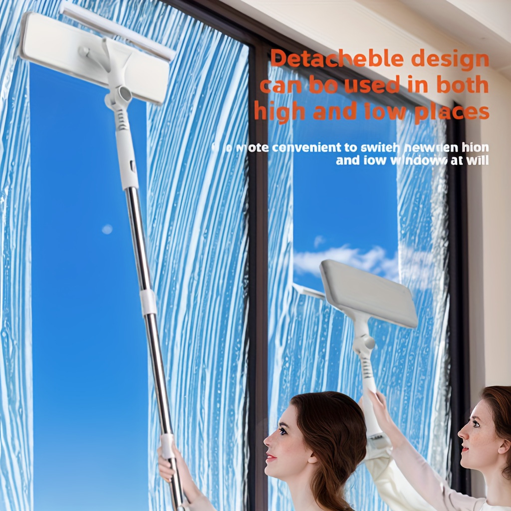 1 set 2 in 1 retractable window scrapers stainless steel and plastic tpr handle multi sided cleaning tool for glass walls outdoors cars yards home bathroom with holiday gift details 2
