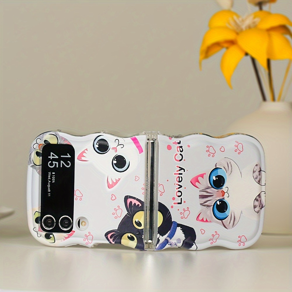 

Modèle Wave Coloré Mignon Chaton Adapté pour la Série Zflip3/4/5/6 Coque de Téléphone Mobile TPU Anti-chute