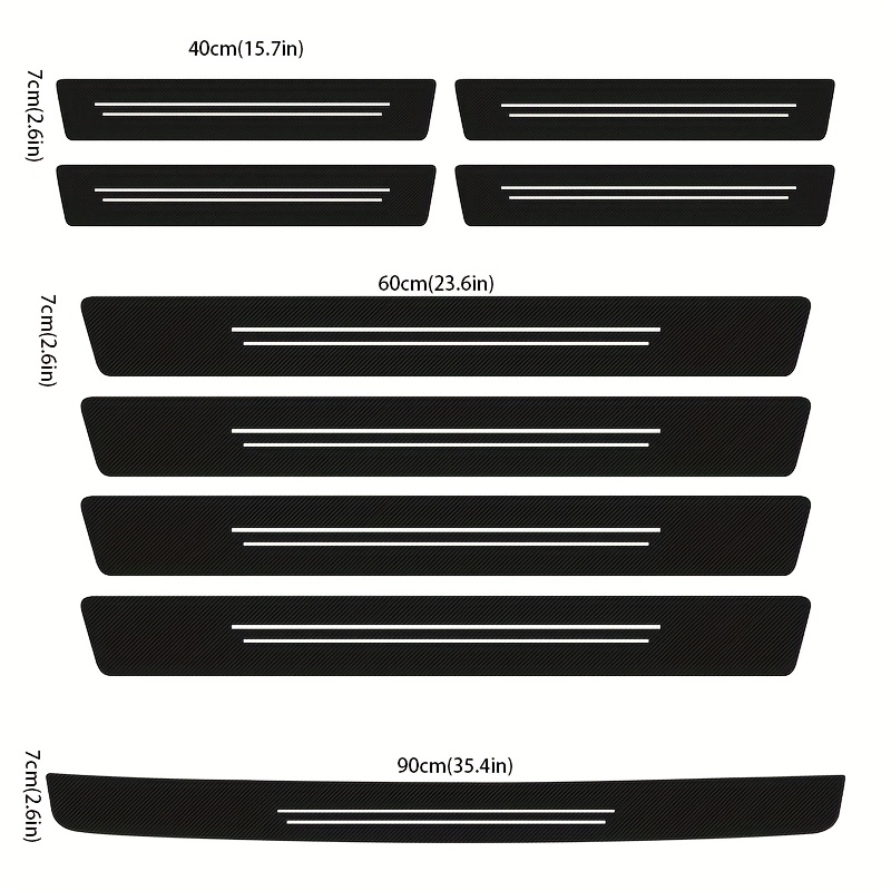 Image of Car Doors From Being Stepped On? 1 Sticker! Universal Black Door Sill Strip, Anti-scratch + Anti-rust + Anti-footprint, 9pcs