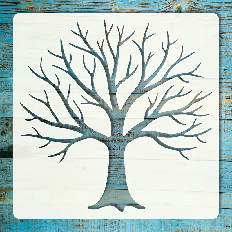 1pc Tree Of Life Stencil - Diy Craft Template For Fabric, Canvas, & Home Furniture Decor In Cream White Pet Material