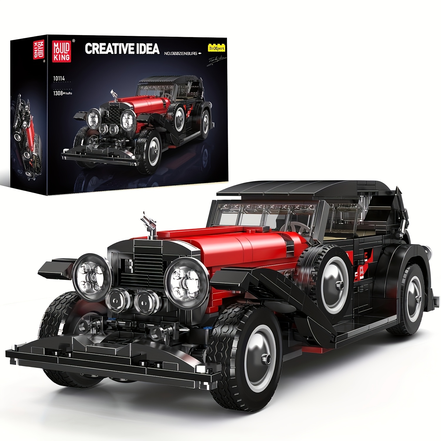 Image of Creative Building Blocks Vintage Classic Car, Car, Pull-back Action Car, Assembly Toy, Moc Gift, Decorative Ornament, 1308pcs