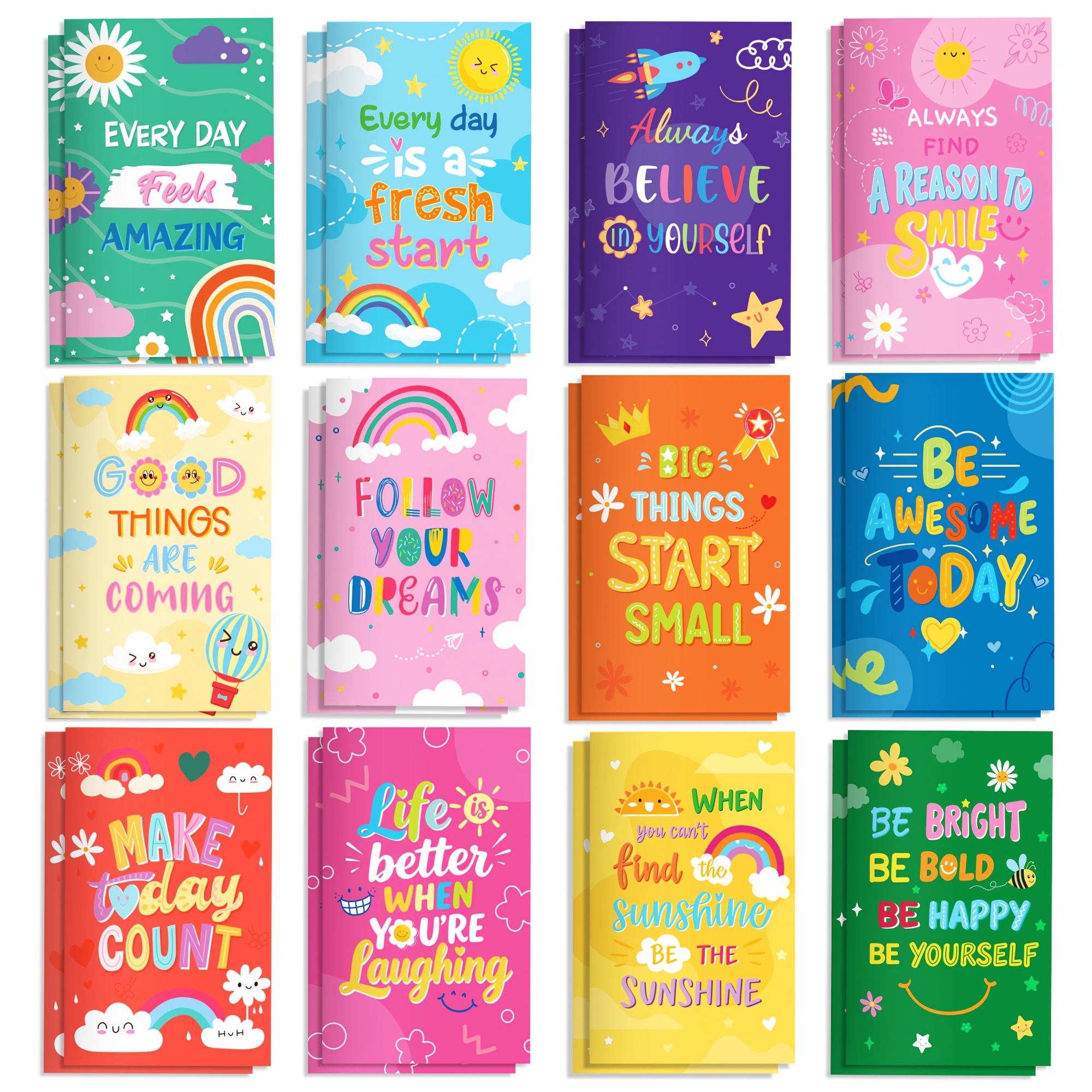 TEMU 12/24pcs Bloc-notes de poche avec inspirant, livre de pour voiture, livre de horizontal, cahier pour étudiants, utilisé