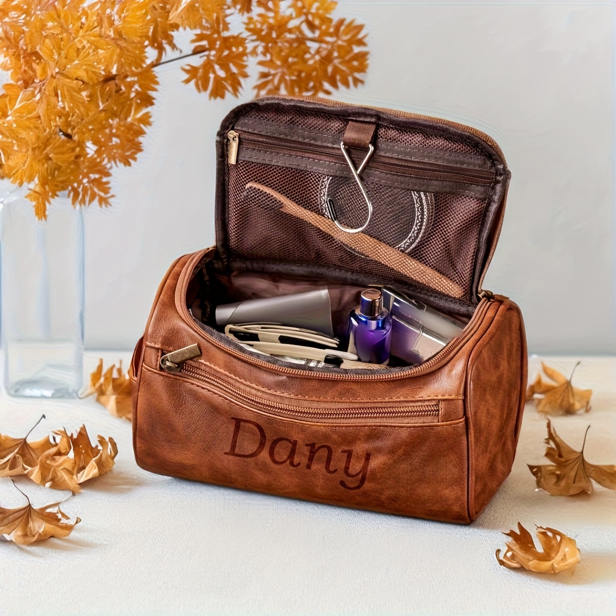 engraved name initials toiletry bag men black Temu Pakistan