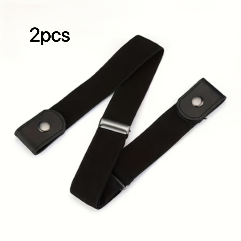 2pcs Set Women's Casual Belts, Easy Short Elastic Jeans Belts, Black Color Optional, Adjustable Length, Match Styles