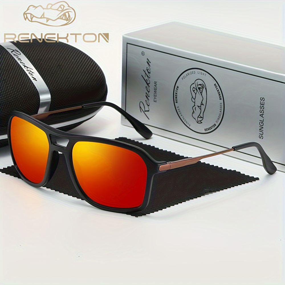 1pc Renekton Men's Large Frame Fashion Polarized Sunglasses, Outdoor Fishing, Riding, Driving Metal Spring Temple Sunglasses Pit Vipers,Sun Glasses