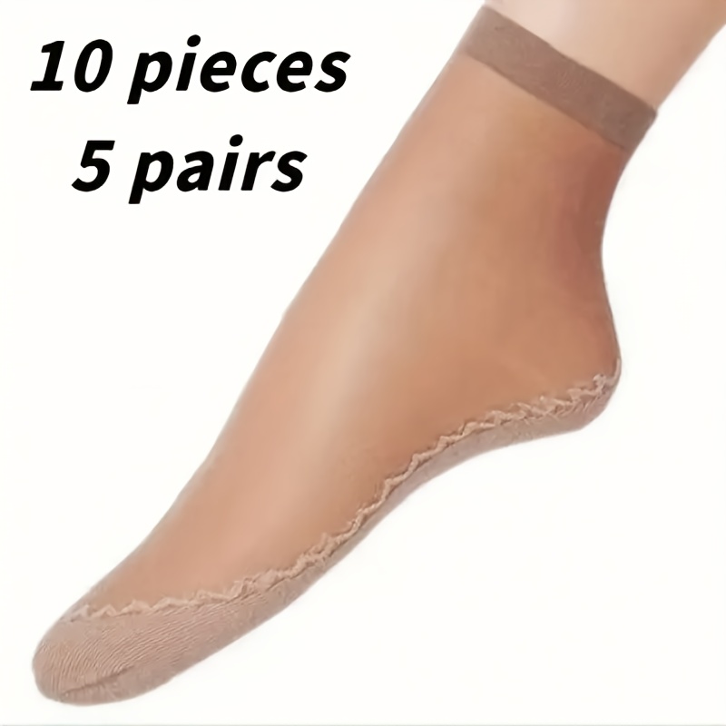 10pcs 5 Pairs Of Ice Breathable Socks For Women Spring Summer Autumn Short Socks Sweat Absorption Non-slip Bottom