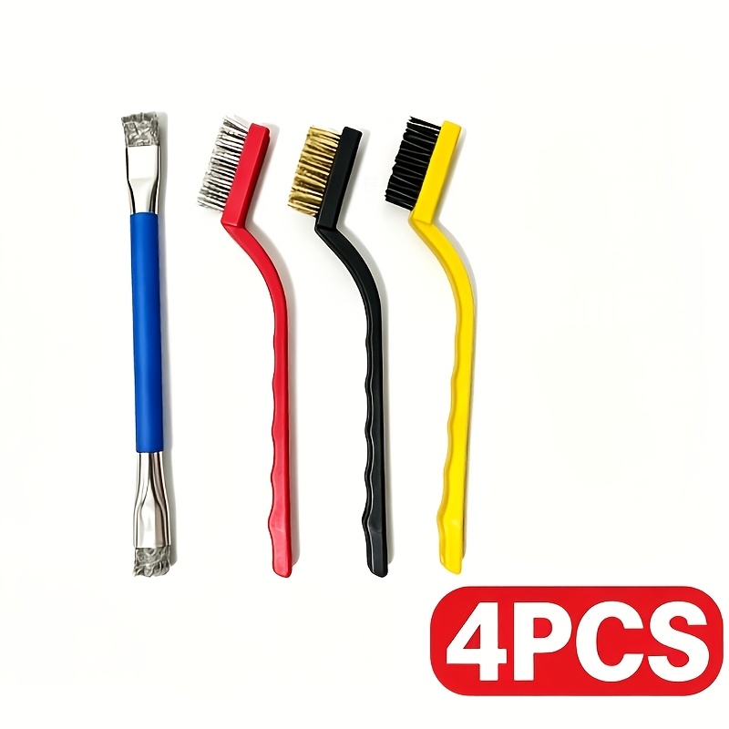 TEMU 4pcs Wire Cleaning Brushes Heavy Duty Rust Oil Stain Remover Scrub Brush For Kitchen Sink Stove Pot Bottom Household Cleaning