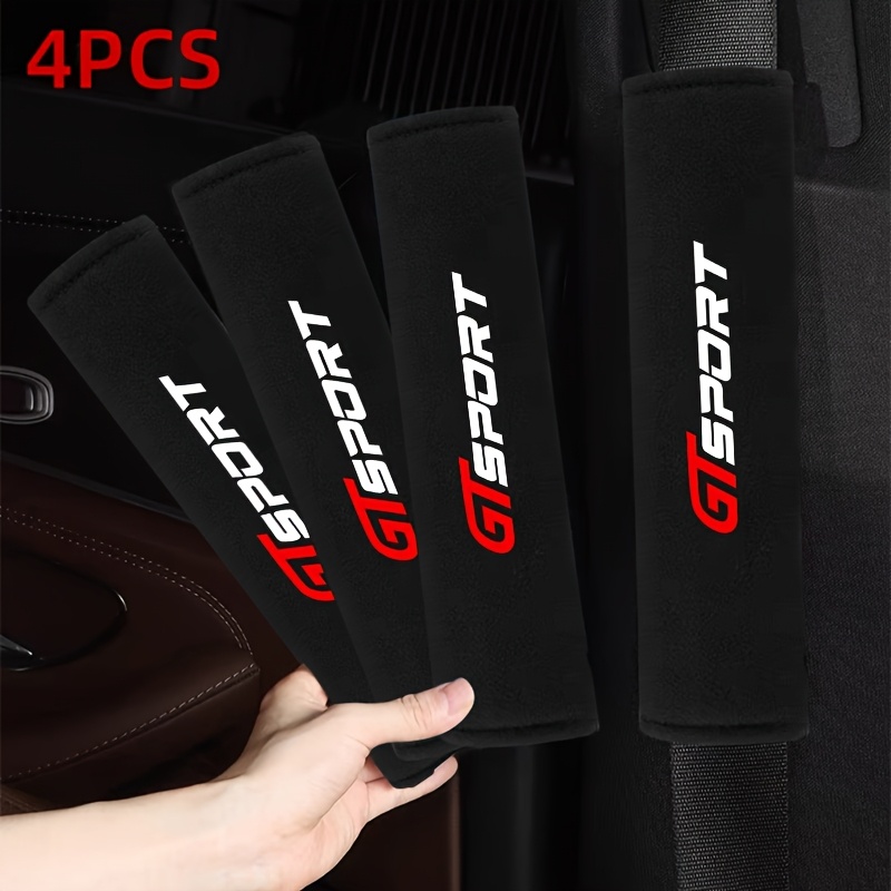 TEMU 4pcs Set Gt Sports Car Seat Belt Pad Seat Belt Protector Soft Seat Belt Shoulder Strap Cover Comfortable Seat Belt Pad Black, Car Seat Belt Pad