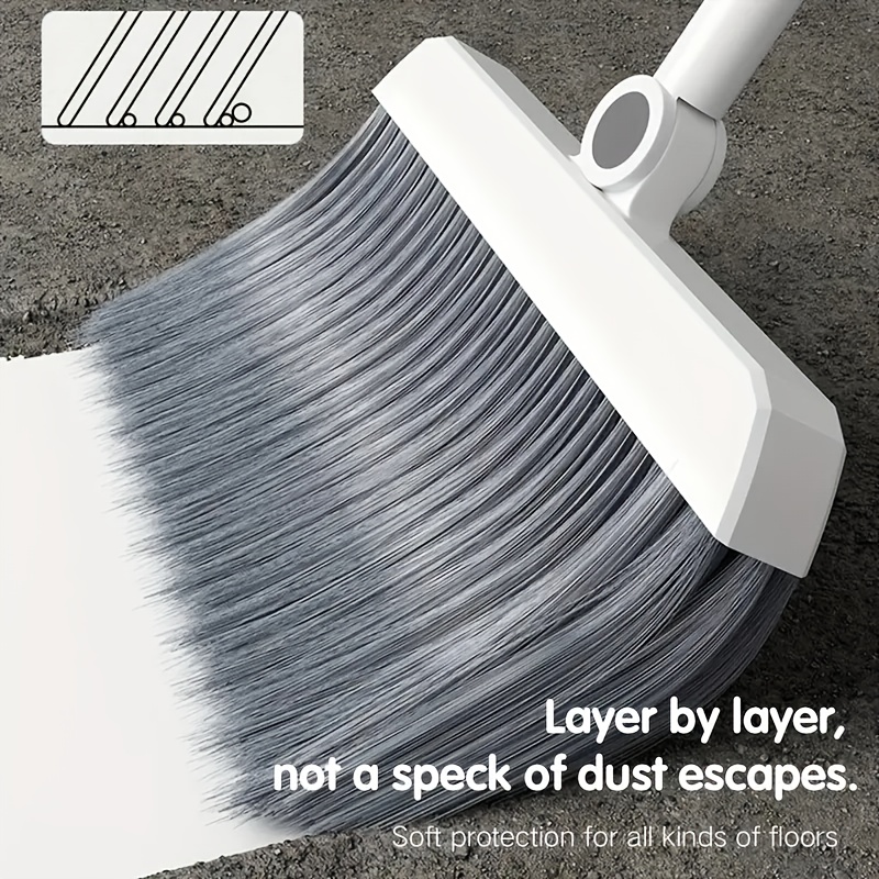 2pcs set 3-in-1 rotatable & foldable magnetic suction broom and dustpan with ergonomic handle, large heavy-duty head &   soft bristles - heavy-duty plastic construction for pet hair, carpets, hard floors - space-saving sweeping system (blue/orange/white) - ideal for home, office, commercial use - ideal for hardwood, tile, carpet floors -   & maintenance, foldable broom, long handle broom Product details 1