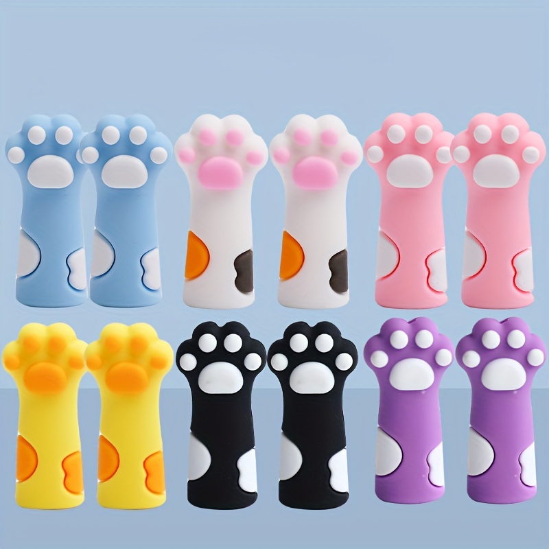 TEMU 12pcs Silicone Pliers Protective Case - Creative Cute Cat Claw Shaped Small Scissors And Tweezers Protective Case - Nail Studio Tools And Accessories