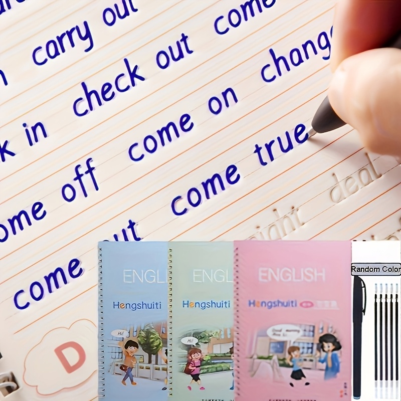 Image of 3 Volumes/set Of English Handwriting Exercise Books, Self-contained Writing Tools, English Calligraphy Alphabet Reusable Books
