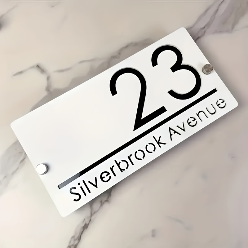 TEMU Custom Number/address Plaque - Ized House Sign With Laser-cut Numbers, Durable Plastic Outdoor House Numbers, Wall-mounted Address Plaque For Or