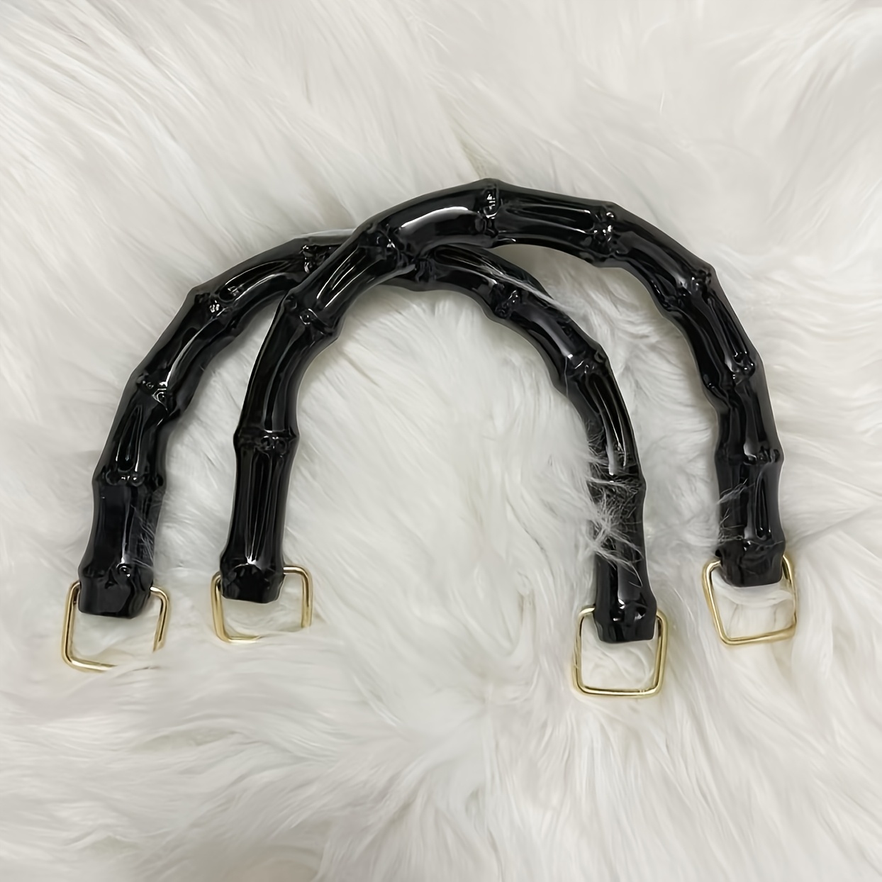 Image of 2pcs Large Black Bamboo Knot Handle With Square Opening Design, Replacement Core Bag Handle, Suitable For Diy Crafts, Handbags And Tote Bags, Holiday Gifts, Diy Wallet Making