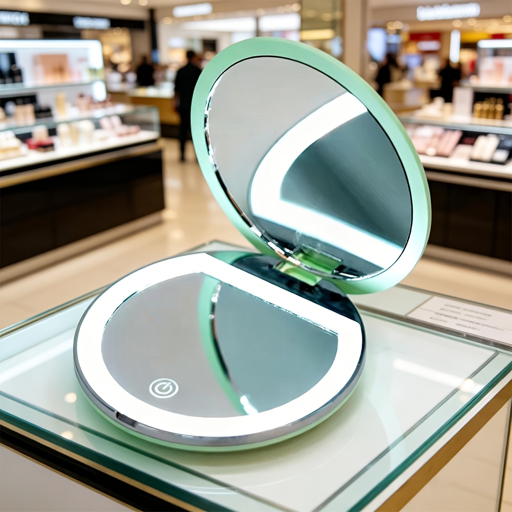 TEMU Espejo de LED Compacto de Cara, Espejo 3X Aumento, Iluminación Ajustable. Mate, Iluminación Duradera. Regalo Ideal para , Fiestas, Familiares y