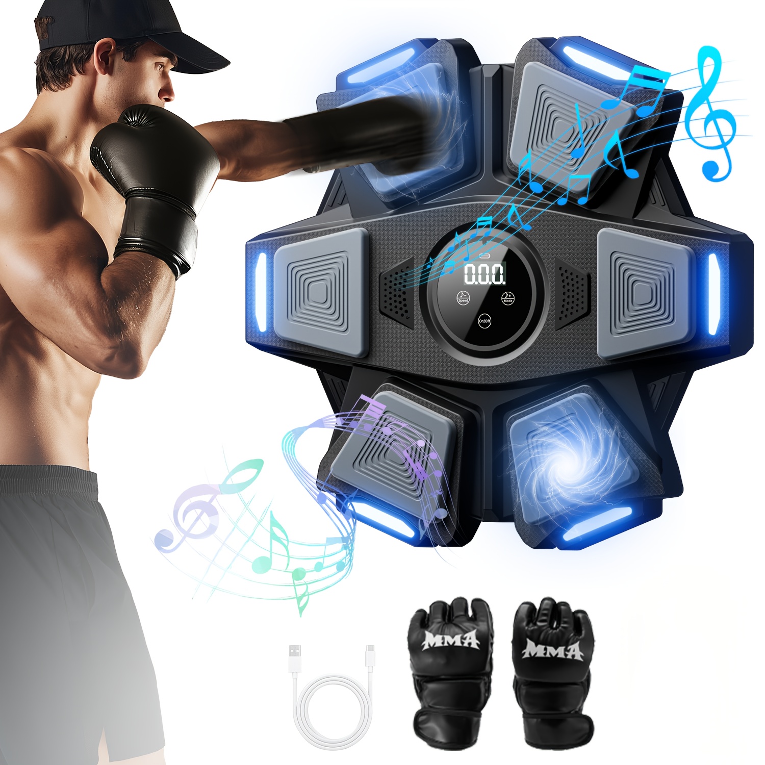 TEMU Upgrade Boxing Machine For Adults, Boxing Machine With Boxing Gloves, Wall Mounted Boxing Trainer, Electronic Boxing Fitness Equipment For Home, Indoor And Gym Use, Without Battery