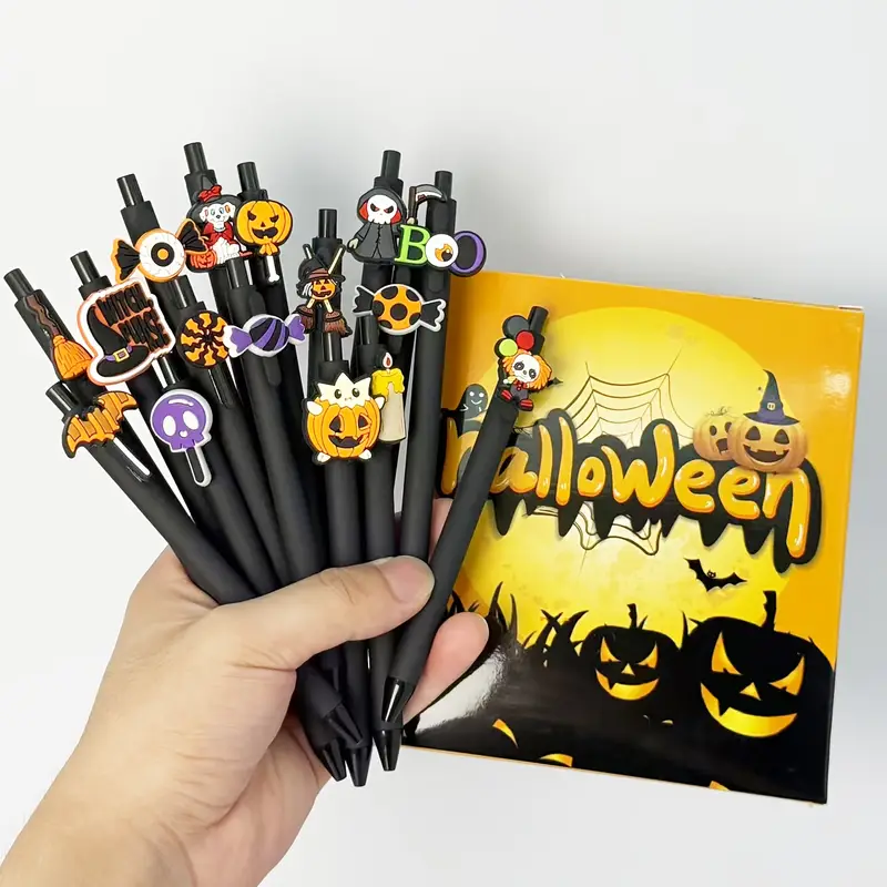 10 20pcs halloween retractable pens cute ghosts bats amp pumpkins ballpoint pen medium tip and ergonomic grip non for classroom use trick or treating present in a favors office stationery festive design stationery durable plastic smooth writing gift Product details 0