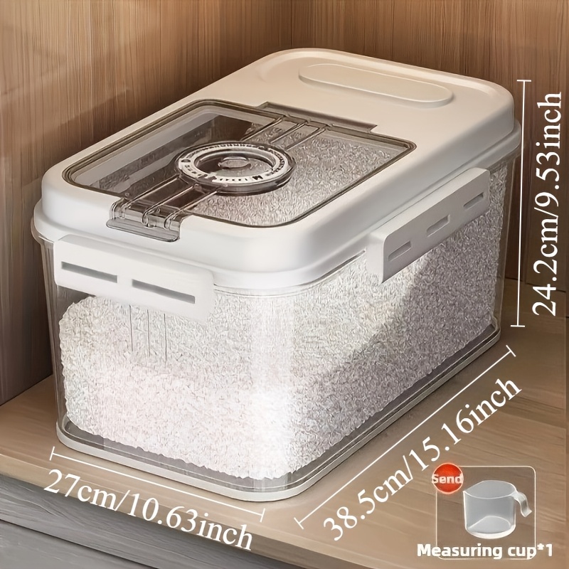 TEMU Large Capacity Grain Storage Container 15l/7.5l/5l/2.5l Rice Bucket, Household Insect-proof, Moisture-proof, Leak-proof Sealed Flour Storage