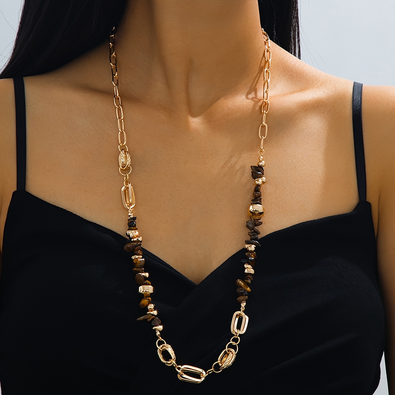 E-shop Eine stilvolle Pulloverkette im böhmischen Vintage-Stil, elegant, schlicht. Handgefertigt mit Natursteinen, geeignet für den , Reisen Freizeit,