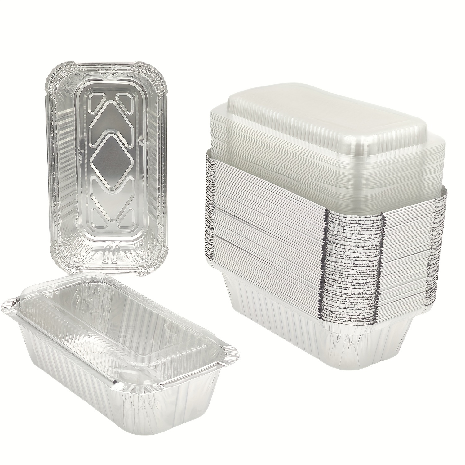 

50 Pack Disposable Loaf Pans With Clear Or Board | 2lb, 7.8x4.3" Bread Pans, Food Storage Containers, Heavy-duty Aluminum Foil Cake Pans, Pastry Boxes, Baking Bread And