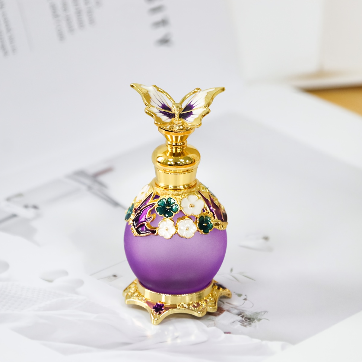 TEMU da 0,5oz(15ml) in vetro con fiori e dipinti per , contenitore ricaricabile, da viaggio per festival e , per signore eleganti, accessorio per (