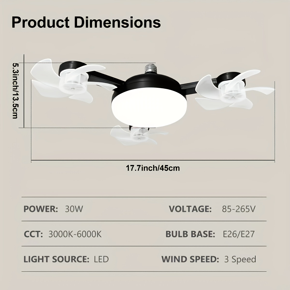 2025 new ceiling fan light with angle adjustment dimming for color temperature three wind and a timing night light mode suitable for living such as family kitchens living rooms bedrooms bars and shops Product details 9