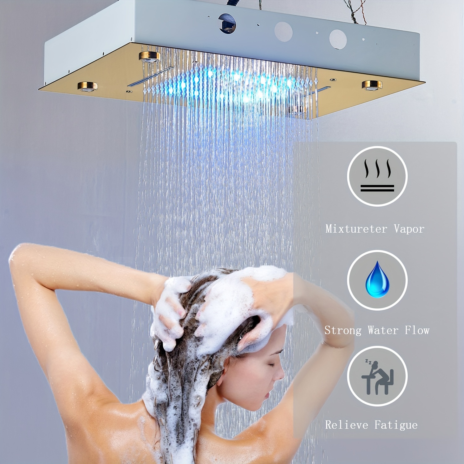 Cabezal De Ducha Led Duchas Cuadradas Luz Rgb Colores | Cuotas Sin Interés