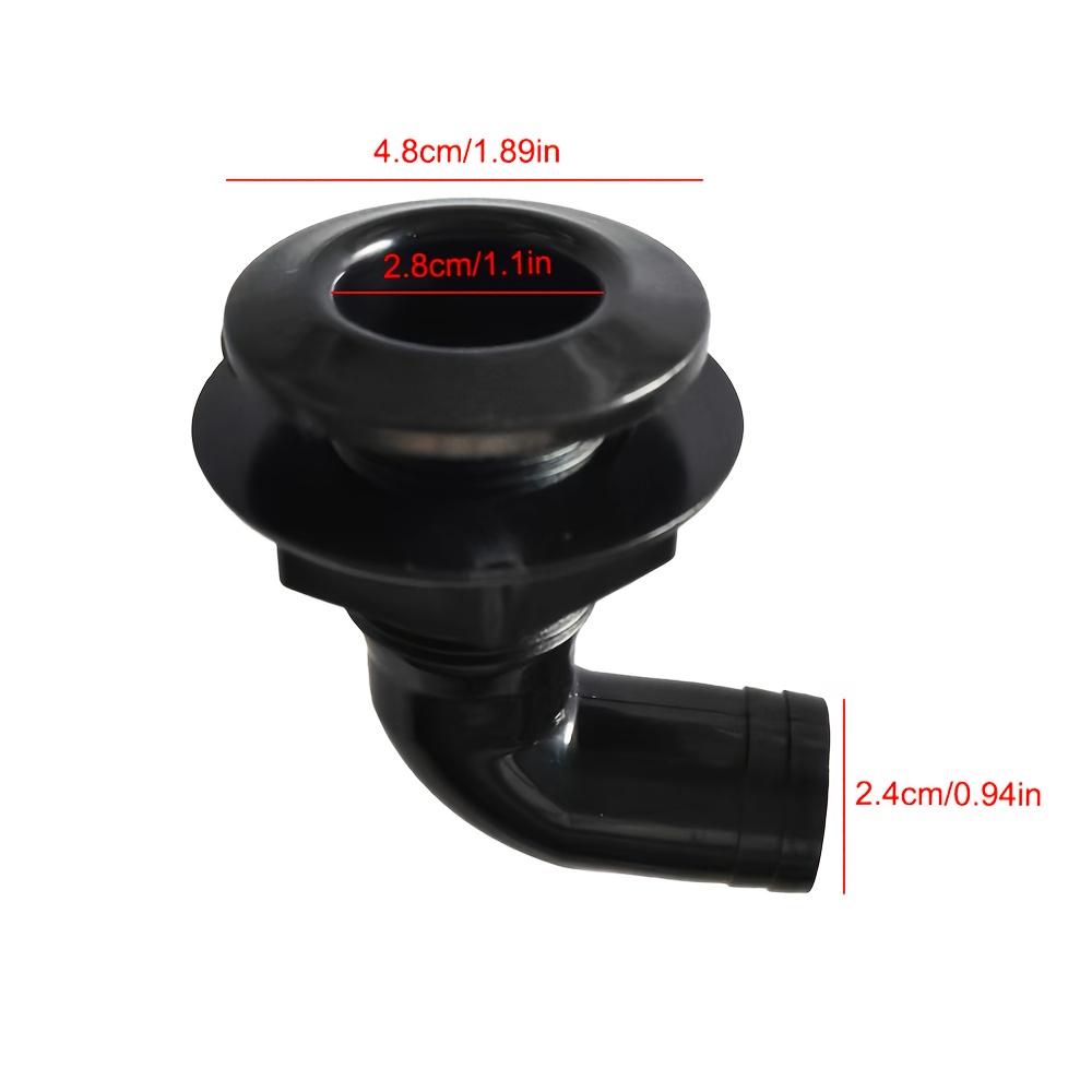 Image of Upgraded Boat Drain Outlet Bilge Port Hull Waterway Black And White 90° Side-mounted Nylon Plastic Marine Yacht Accessories