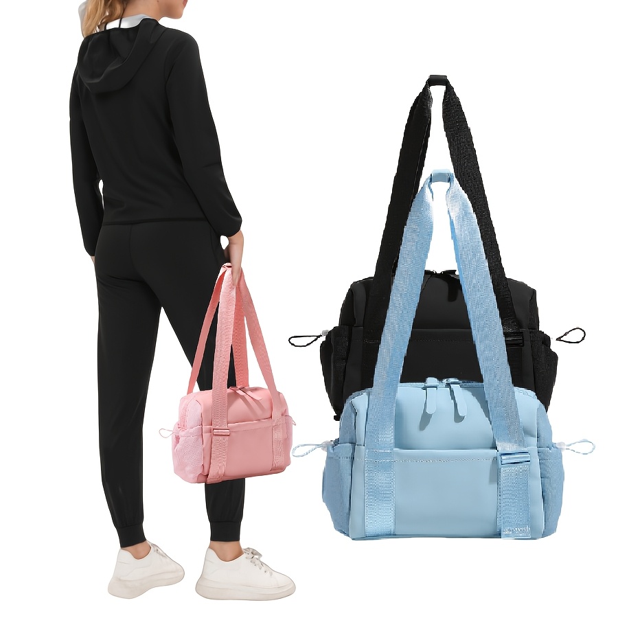 

Chic Bag For Women - Waterproof Canvas Tote With Wet Compartment, Adjustable Strap, Zip Closure - In Light Blue, Pink, Black